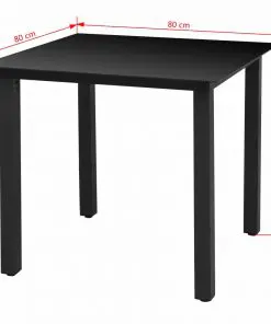 vidaXL Garden Table Black 80x80x74 cm Aluminium and Glass
