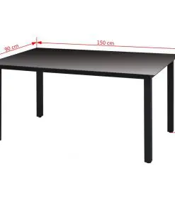 vidaXL Garden Table Black 150x90x74 cm Aluminium and Glass