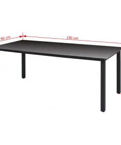 vidaXL Garden Table Black 190x90x74 cm Aluminium and Glass