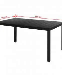 vidaXL Garden Table Black 150x90x74 cm Aluminium and WPC