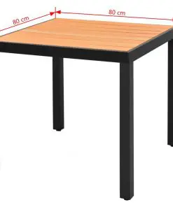 vidaXL Garden Table Brown 80x80x74 cm Aluminium and WPC