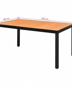 vidaXL Garden Table Brown 150x90x74 cm Aluminium and WPC