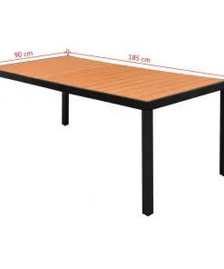 vidaXL Garden Table Brown 185x90x74 cm Aluminium and WPC