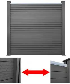 vidaXL Fence Panel with 2 Posts WPC 185×185 cm Grey
