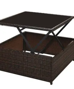 vidaXL 5 Piece Garden Lounge Set with Cushions Poly Rattan Brown