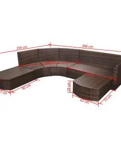 vidaXL 5 Piece Garden Lounge Set with Cushions Poly Rattan Brown