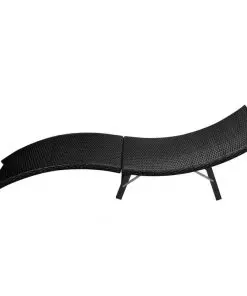 vidaXL Folding Sun Lounger with Cushion Poly Rattan Black