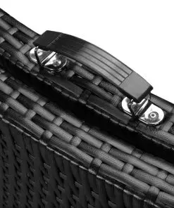 vidaXL Folding Sun Lounger with Cushion Poly Rattan Black