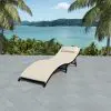 vidaXL Folding Sun Lounger with Cushion Poly Rattan Black vidaXL Folding Sun Lounger with Cushion Poly Rattan Black