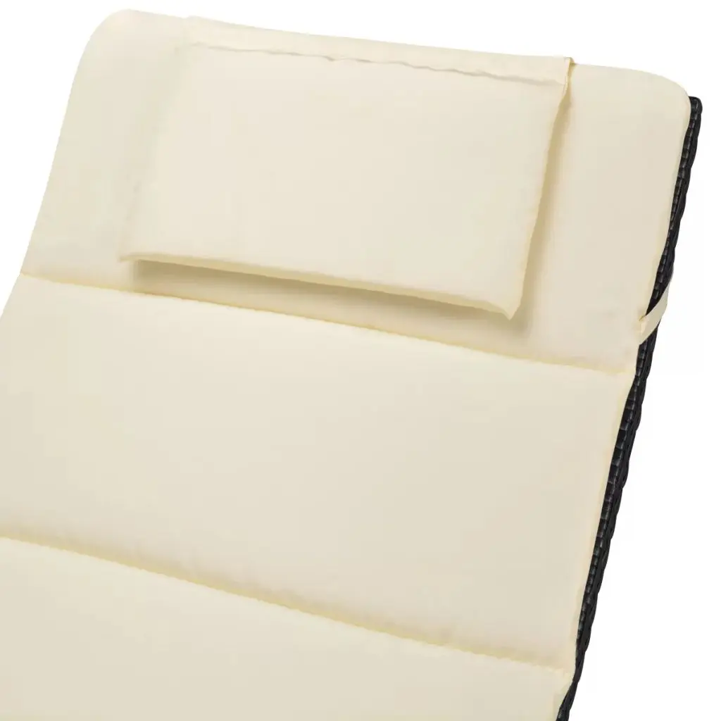 vidaXL Folding Sun Loungers 2 pcs with Table Poly Rattan Black