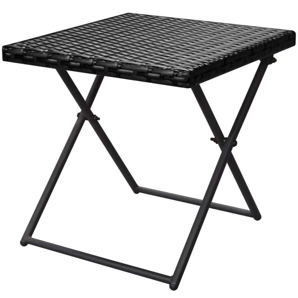 vidaXL Folding Sun Loungers 2 pcs with Table Poly Rattan Black