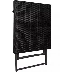 vidaXL Folding Sun Loungers 2 pcs with Table Poly Rattan Black