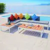 vidaXL 4 Piece Garden Lounge Set with Cushions Aluminium and WPC