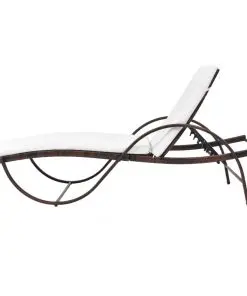 vidaXL Sun Lounger with Cushion Poly Rattan Brown