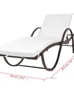 vidaXL Sun Lounger with Cushion Poly Rattan Brown