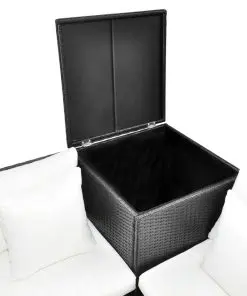vidaXL 4 Piece Garden Lounge Set with Cushions Poly Rattan Black