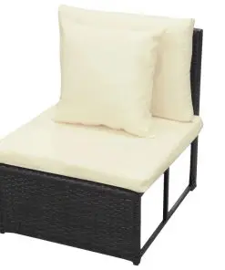 vidaXL 8 Piece Garden Lounge Set with Cushions Poly Rattan Black
