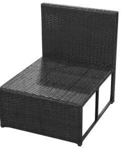 vidaXL 8 Piece Garden Lounge Set with Cushions Poly Rattan Black
