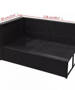 vidaXL 8 Piece Garden Lounge Set with Cushions Poly Rattan Black