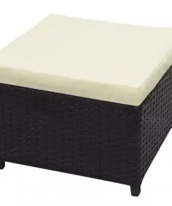 vidaXL 8 Piece Garden Lounge Set with Cushions Poly Rattan Black
