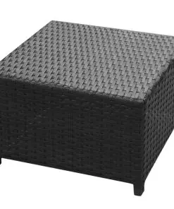 vidaXL 8 Piece Garden Lounge Set with Cushions Poly Rattan Black