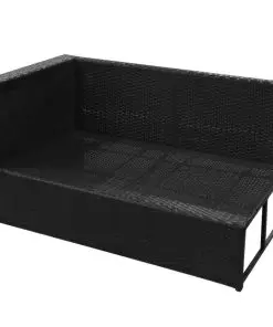 vidaXL 8 Piece Garden Lounge Set with Cushions Poly Rattan Black