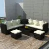vidaXL 8 Piece Garden Lounge Set with Cushions Poly Rattan Black vidaXL 8 Piece Garden Lounge Set with Cushions Poly Rattan Black