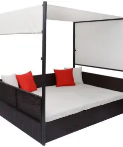 vidaXL Garden Bed with Canopy Brown 190×130 cm Poly Rattan