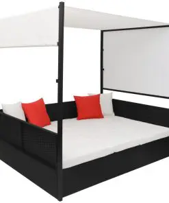 vidaXL Garden Bed with Canopy Black 190×130 cm Poly Rattan