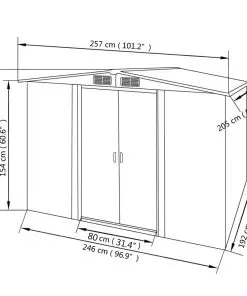 vidaXL Garden Storage Shed Grey Metal 257x205x178 cm