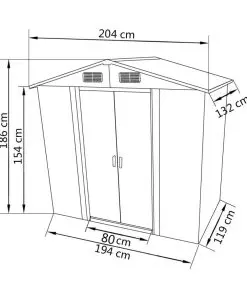 vidaXL Garden Storage Shed Green Metal 204x132x186 cm