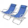 vidaXL Reclining Deck Chairs 2 pcs Steel Blue vidaXL Reclining Deck Chairs 2 pcs Steel Blue