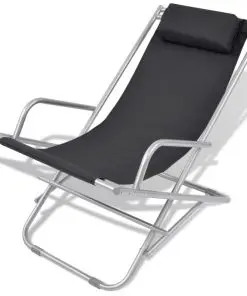 vidaXL Reclining Deck Chairs 2 pcs Steel Black