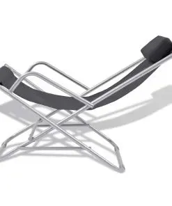 vidaXL Reclining Deck Chairs 2 pcs Steel Black