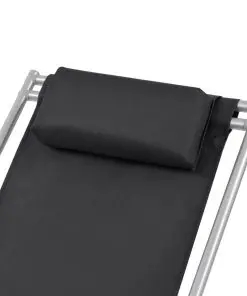 vidaXL Reclining Deck Chairs 2 pcs Steel Black