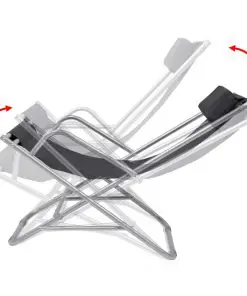 vidaXL Reclining Deck Chairs 2 pcs Steel Black