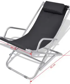 vidaXL Reclining Deck Chairs 2 pcs Steel Black