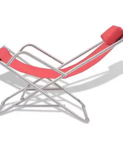 vidaXL Reclining Deck Chairs 2 pcs Steel Red