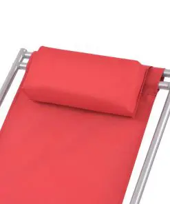 vidaXL Reclining Deck Chairs 2 pcs Steel Red