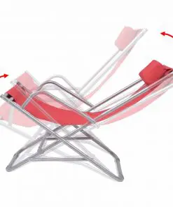 vidaXL Reclining Deck Chairs 2 pcs Steel Red