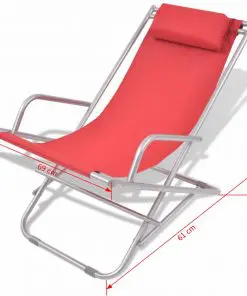 vidaXL Reclining Deck Chairs 2 pcs Steel Red