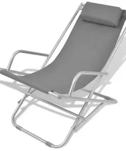 vidaXL Reclining Deck Chairs 2 pcs Steel Grey