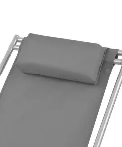 vidaXL Reclining Deck Chairs 2 pcs Steel Grey
