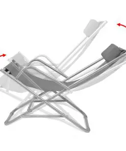 vidaXL Reclining Deck Chairs 2 pcs Steel Grey