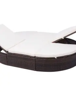 vidaXL Outdoor Lounge Bed with Cushion Poly Rattan Brown