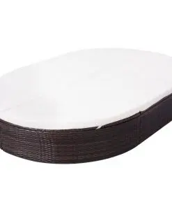 vidaXL Outdoor Lounge Bed with Cushion Poly Rattan Brown