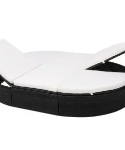vidaXL Outdoor Lounge Bed with Cushion Poly Rattan Black