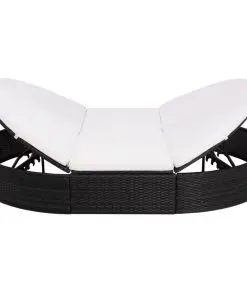 vidaXL Outdoor Lounge Bed with Cushion Poly Rattan Black