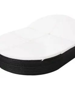 vidaXL Outdoor Lounge Bed with Cushion Poly Rattan Black