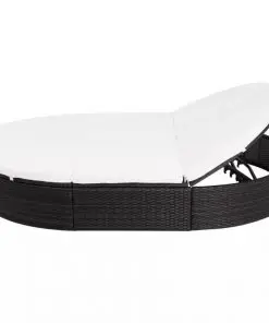 vidaXL Outdoor Lounge Bed with Cushion Poly Rattan Black